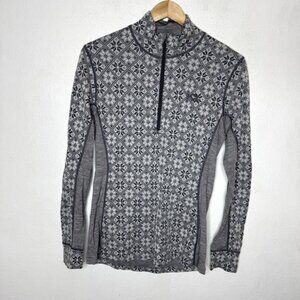 Kari Traa Womens XL Gray 1/4 Zip Shirt Base Layer Nordic Wool Snowflake Ski Snow